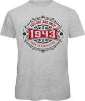 1943 The One And Only | Feest Kado T-Shirt Heren - Dames | Antraciet - Donker Rood | Perfect Verjaardag Cadeau Shirt | Grappige Spreuken - Zinnen - Teksten | Maat XXL