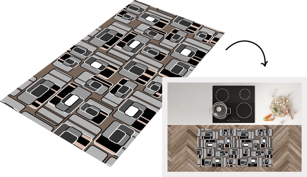 KitchenYeah Keukenloper - Loper keuken - Patronen - Abstract - Skyline - 120x60 cm - Keukenloper vinyl Multicolor