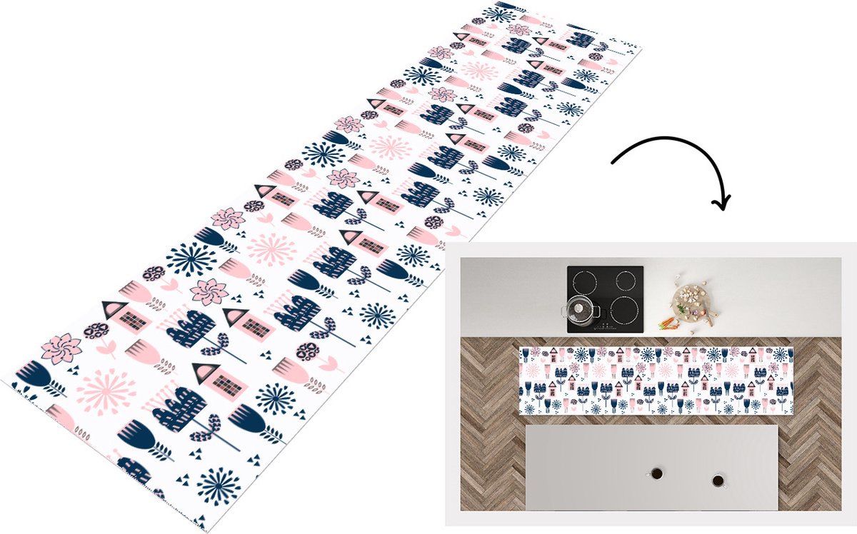 KitchenYeah Keukenloper - Loper keuken - Patroon - Pastel - Scandinavië - Keukenloper vinyl multicolor, foto 4