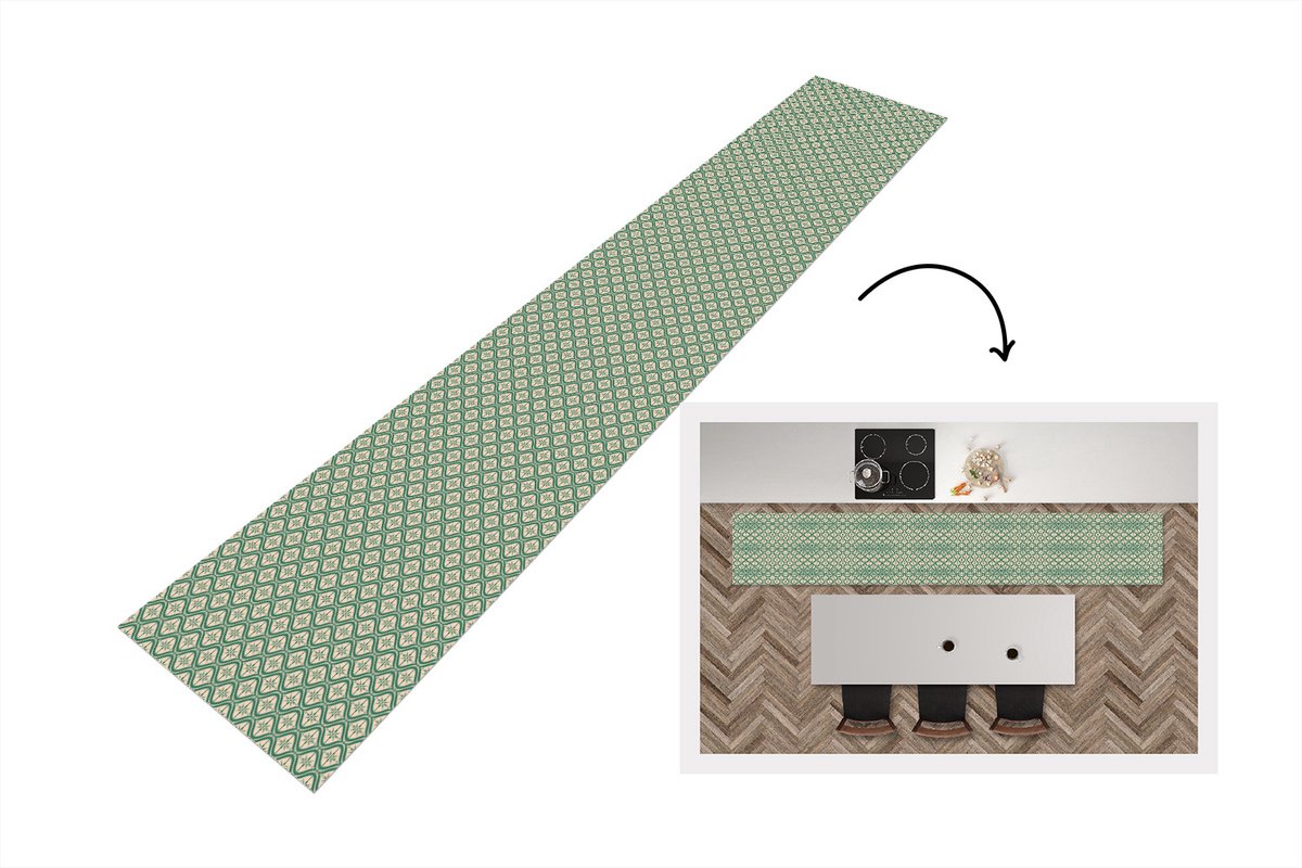 KitchenYeah Keukenloper - Loper keuken - Sneeuwvlok - Winter - Vintage - Patroon - Kerst - 300x50 cm - Keukenloper vinyl Multicolor