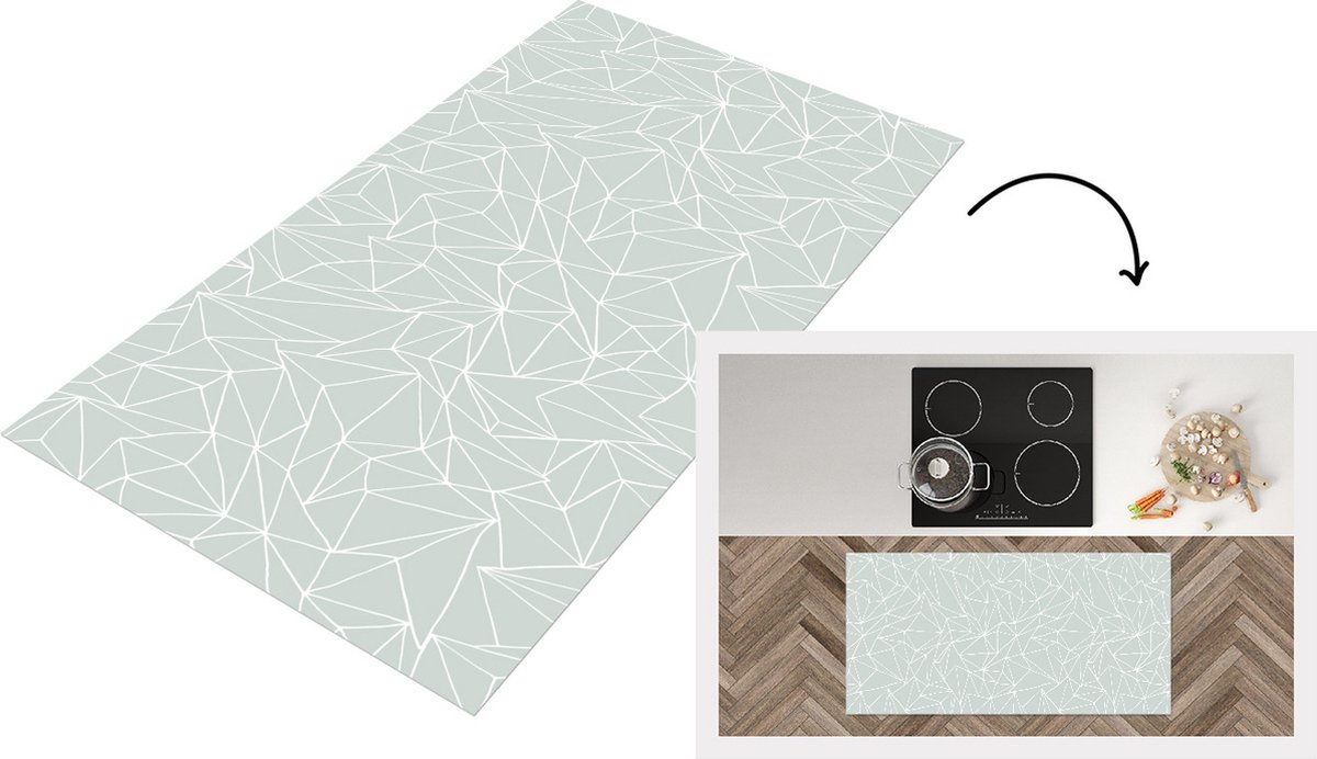 KitchenYeah Keukenloper - Loper keuken - Netwerk - Driehoek - Patronen - 120x60 cm - Keukenloper vinyl Multicolor