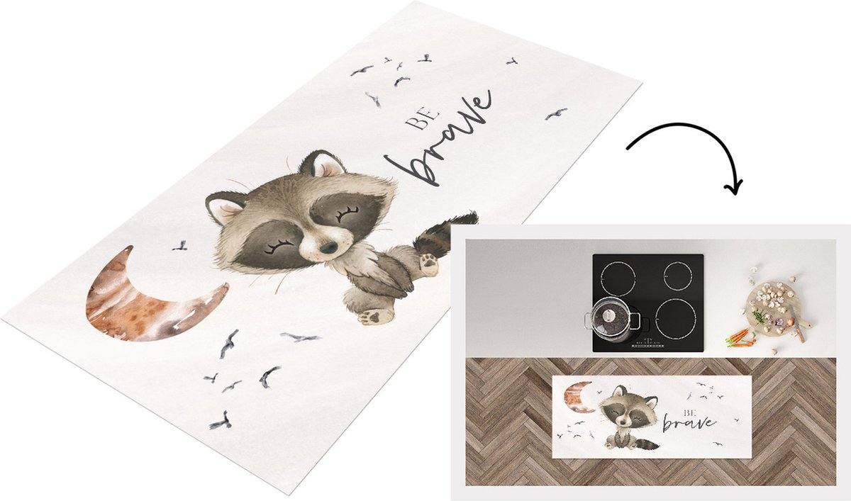 KitchenYeah Keukenloper - Loper keuken - Quotes - Spreuken - Kinderen - Be brave - 120x50 cm - Keukenloper vinyl Multicolor