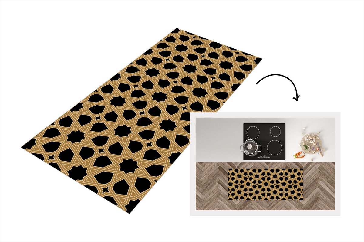 KitchenYeah Keukenloper - Loper keuken - Geometrisch - Patroon - Arabisch - 120x50 cm - Keukenloper vinyl Multicolor