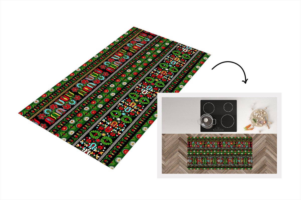 KitchenYeah Keukenloper - Loper keuken - Patronen - Hongaars - Folklore - Keukenloper vinyl multicolor, foto 4