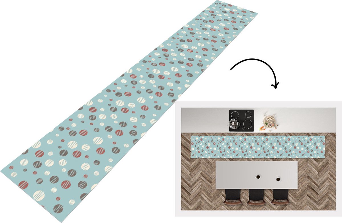 KitchenYeah Keukenloper - Loper keuken - Stippen - Patronen - Pastel - 300x50 cm - Keukenloper vinyl Multicolor