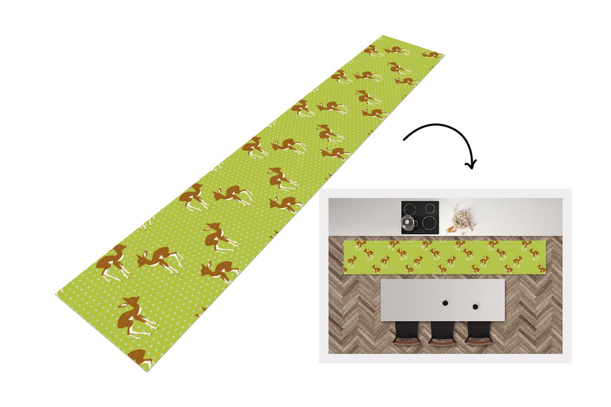 KitchenYeah Keukenloper - Loper keuken - Patronen - Hert - Stippen - 300x50 cm - Keukenloper vinyl Multicolor