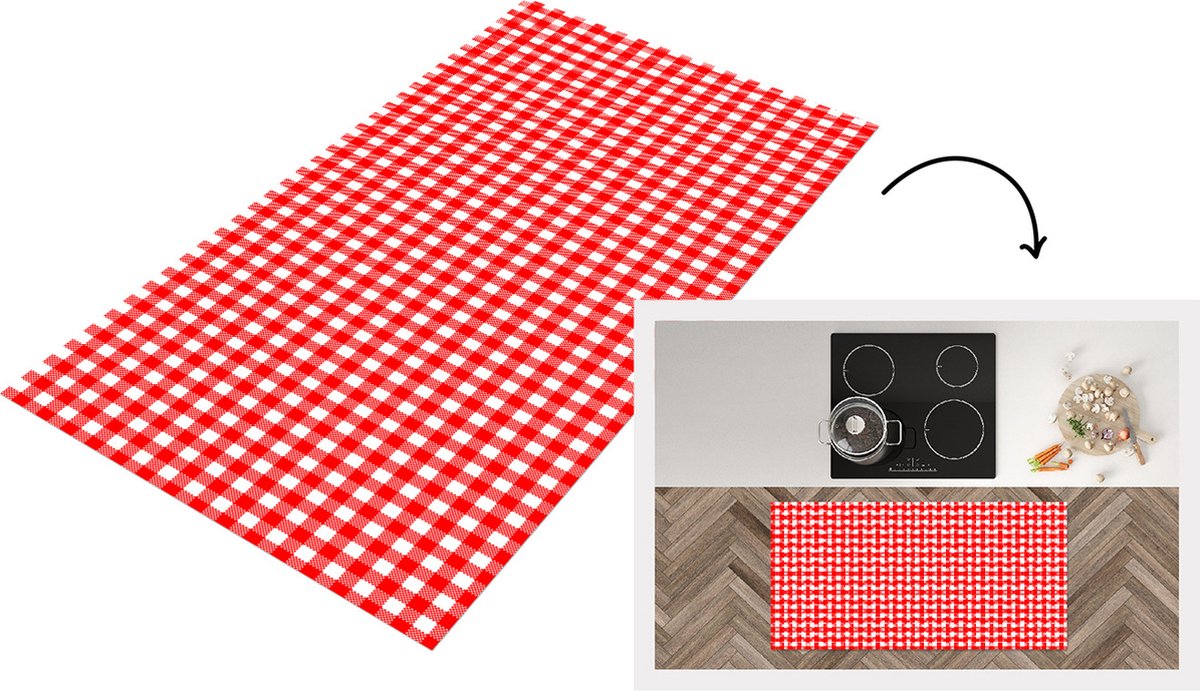 KitchenYeah Keukenloper - Loper keuken - Rood - Rustiek - Patronen - Keukenloper vinyl, foto 3