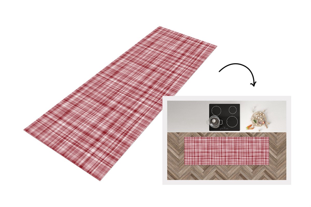 KitchenYeah Keukenloper - Loper keuken - Patroon - Rood - Waves - Keukenloper vinyl, foto 7
