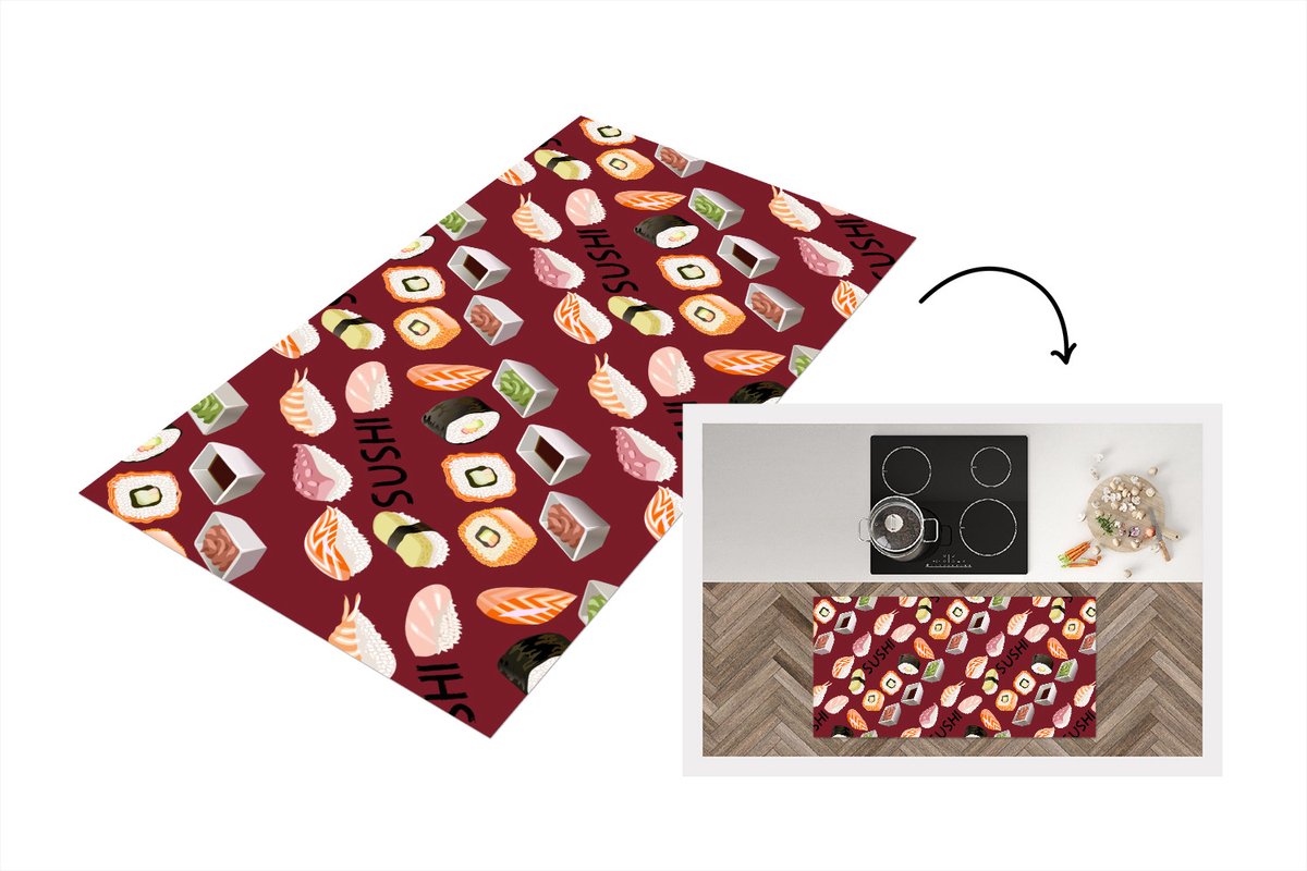 KitchenYeah Keukenloper - Loper keuken - Patroon - Sushi - Japan - Quotes - Keukenloper vinyl multicolor, foto 5