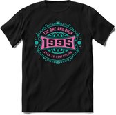 1995 The One And Only | Feest Kado T-Shirt Heren - Dames | Cobalt - Licht Roze | Perfect Verjaardag Cadeau Shirt | Grappige Spreuken - Zinnen - Teksten | Maat XXL