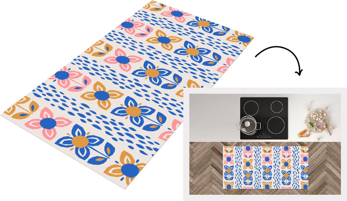 KitchenYeah Keukenloper - Loper keuken - Bloemen - Scandinavië - Patronen - Keukenloper vinyl multicolor, foto 7