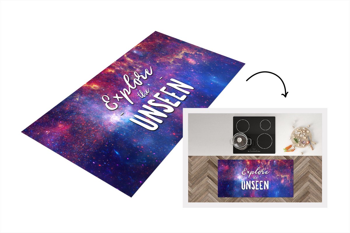 KitchenYeah Keukenloper - Loper keuken - Quote - Sterren - Ruimte - 120x60 cm - Keukenloper vinyl Multicolor