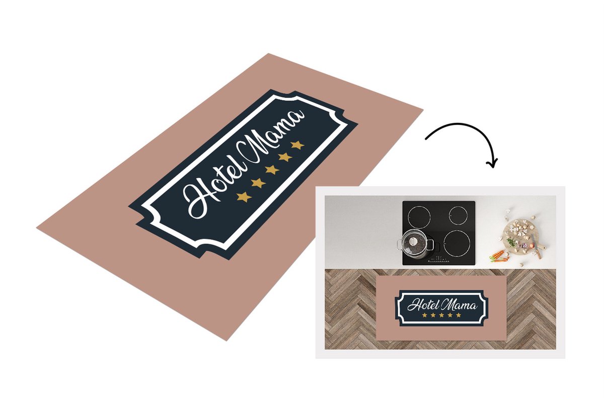 KitchenYeah Keukenloper - Loper keuken - Spreuken - Hotel mama - Quotes - Moeder - 120x60 cm - Keukenloper vinyl Multicolor