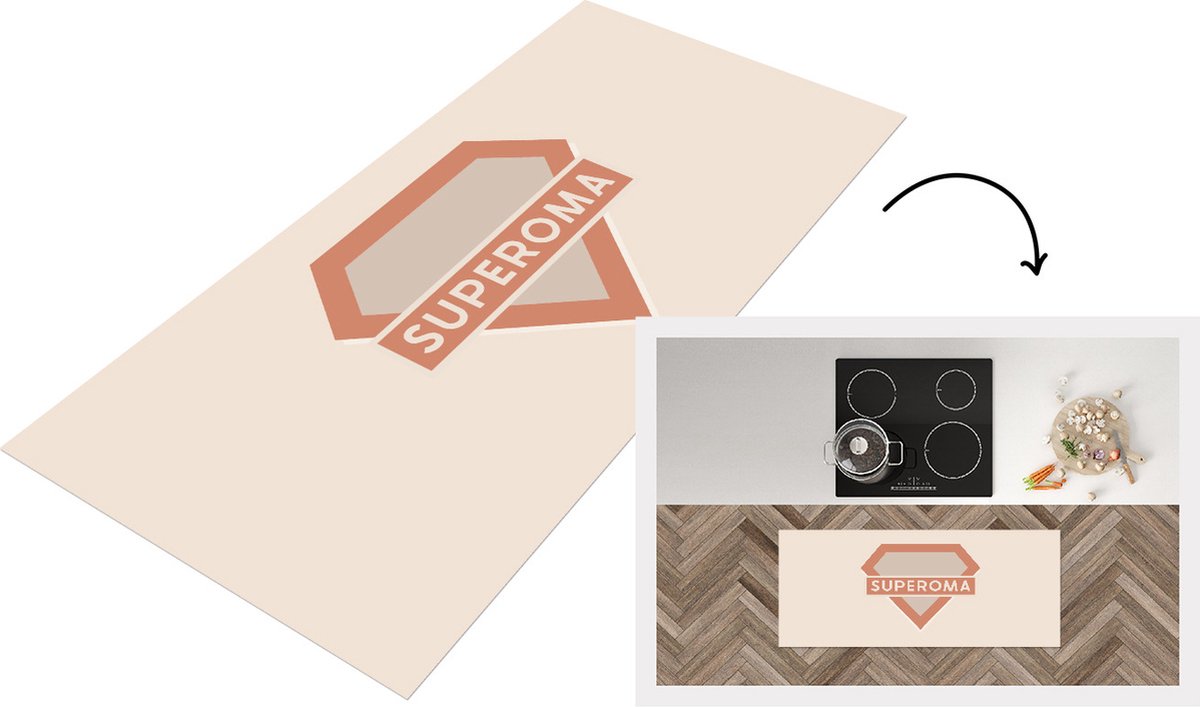 KitchenYeah Keukenloper - Loper keuken - Spreuken - Quotes Superoma - Moederdag cadeautje - Oma - Grootmoeder - 120x50 cm - Keukenloper vinyl Multicolor