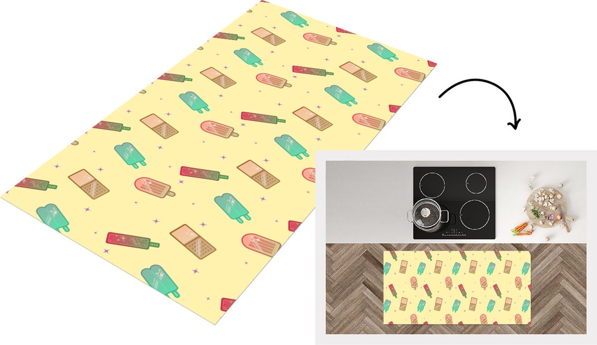KitchenYeah Keukenloper - Loper keuken - Patronen - IJs - Zomer - Sterren - 120x60 cm - Keukenloper vinyl Multicolor
