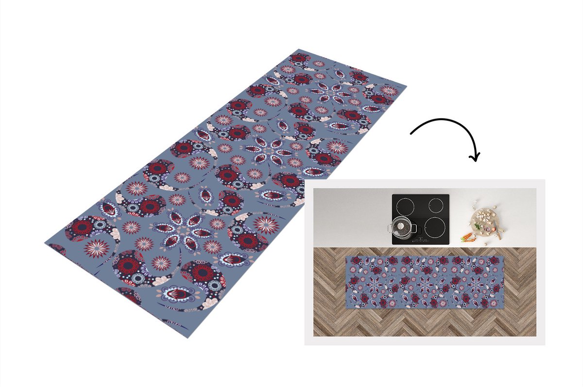 KitchenYeah Keukenloper - Loper keuken - Paisley - Bloemen - Patronen - Keukenloper vinyl multicolor, foto 6