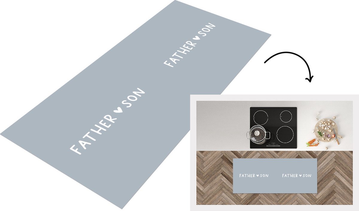 KitchenYeah Keukenloper - Loper keuken - Vader - Zoon - Father - Son - Liefde - Quotes - Spreuken - 120x50 cm - Keukenloper vinyl Multicolor