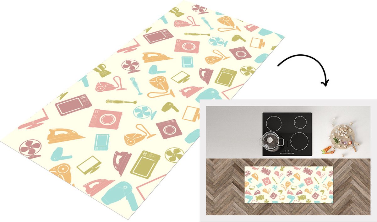 KitchenYeah Keukenloper - Loper keuken - Patronen - Huishouden - Elektronica - Retro - Keukenloper vinyl Multicolor