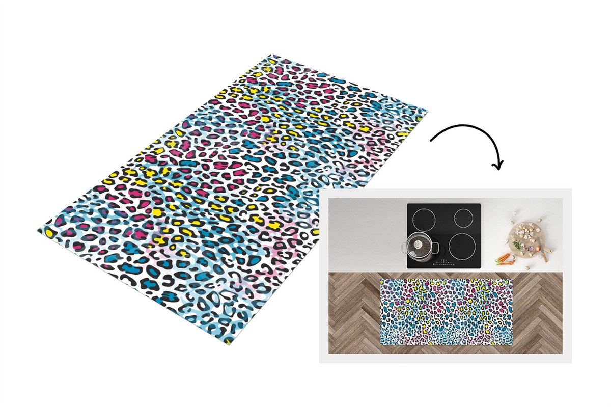 KitchenYeah Keukenloper - Loper keuken - Panter - Regenboog - Patroon - 120x60 cm - Keukenloper vinyl Multicolor