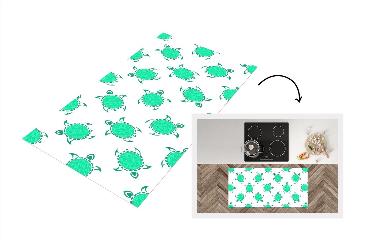 KitchenYeah Keukenloper - Loper keuken - Patroon - Schildpad - Groen - Keukenloper vinyl, foto 7