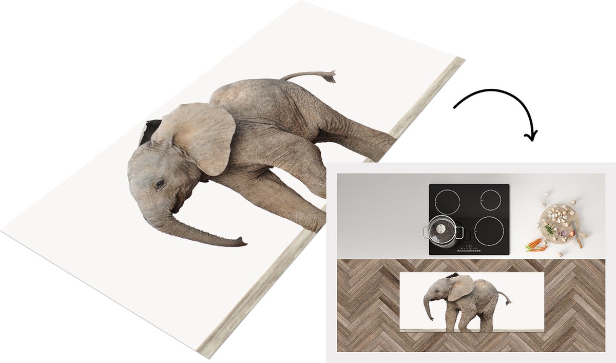 KitchenYeah Keukenloper - Loper keuken - Babykamer - Baby Olifant - Olifantenjong - Kinderkamer - Meisjeskamer - Jongenskamer - 120x50 cm - Keukenloper vinyl Multicolor
