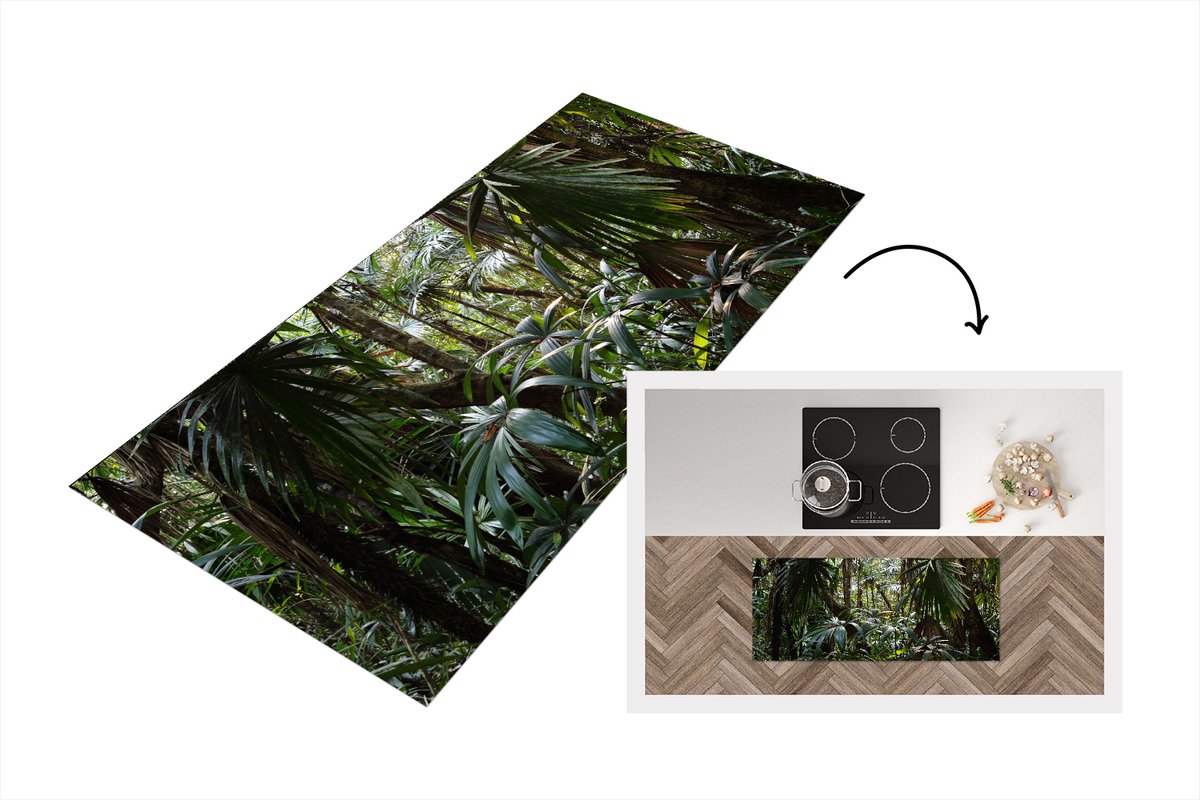 KitchenYeah Keukenloper - Loper keuken - Planten in regenwoud - 120x50 cm - Keukenloper vinyl Multicolor
