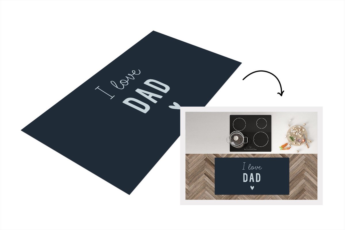 KitchenYeah Keukenloper - Loper keuken - Vaderdag - Cadeautje - Papa - I love dad - Spreuken - Quote - 120x60 cm - Keukenloper vinyl Multicolor