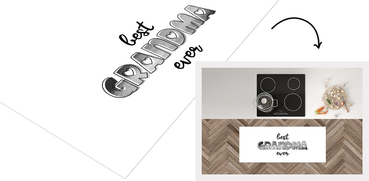 KitchenYeah Keukenloper - Loper keuken - Spreuken - Quotes Best Grandma Ever - Oma - Moederdag cadeautjes - zwart wit - 120x50 cm - Keukenloper vinyl Zwart; Wit