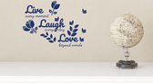 Stickerheld - Muursticker "Live every moment Laugh every day Love beyond word" Quote - Woonkamer - versiering - Engelse Teksten - Mat Donkerblauw - 41.3x55.7cm