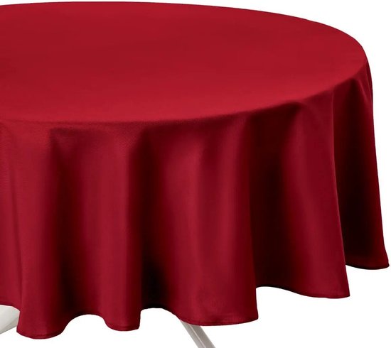 Tafelkleed van polyester rond diameter 180 cm - rood - Eettafel tafellakens