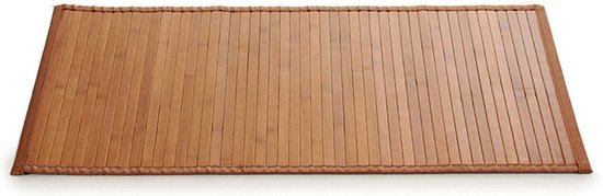 Badkamer vloermat anti-slip bamboe 50 x 80 cm met lichtbruine rand - Douche/Bad accessoires