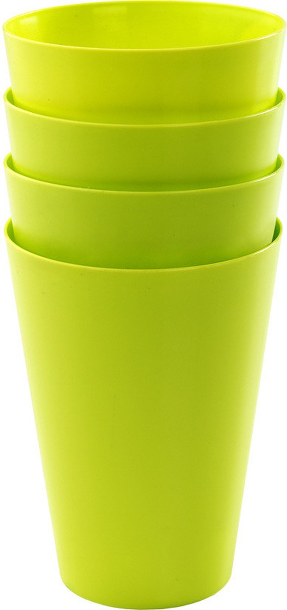 16x drinkbekers van kunststof 430 ml in het groen - Limonade bekers - Campingservies/picknickservies van Pink Velvet — afbeelding 2
