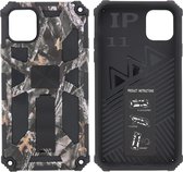 Hoesje Geschikt voor iPhone 11 Hoesje - Rugged Extreme Backcover Takjes Camouflage met Kickstand - Grijs