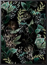 Poster Met Zwarte Lijst - Groene Eucalyptus Rozen Poster