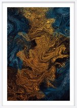 Poster Met Witte Lijst - Marineblauwe Gold Poster