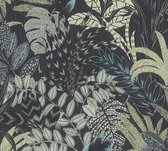 BLADEREN BEHANG | Botanisch - groen zwart - A.S. Création Metropolitan Stories 2