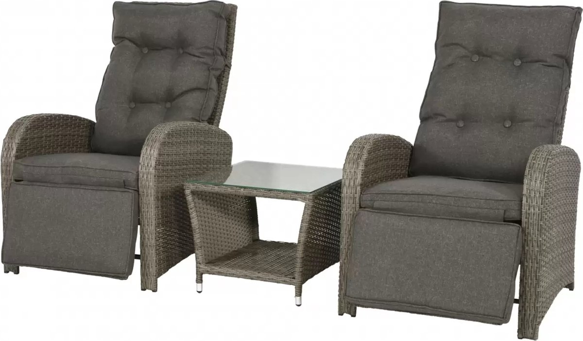 Bol.com Loungeset Duoset Melia 2 verstelbare stoelen + tafel - Balkonset aanbieding