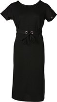 Dames A-line jurk km met vastzittende ceintuur zwart | Maat 3XL (valt als 2XL)