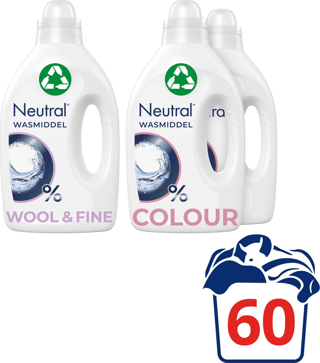 Neutral Neutral Kleur + Wol & Fijn Wasmiddel Pakket - (2 + 1) x 20 wasbeurten - Voordeelverpakking