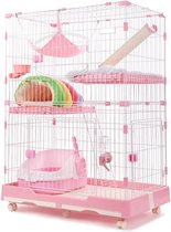 Kattenkooi - Box - Grote Ruimte - Luxe Huis - Met Hangmat - Binnen - Tweelaags / Drielaags - Duurzaam - Kooi - Roze - M