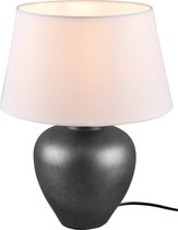 LED Tafellamp - Tafelverlichting - Iona Albino - E27 Fitting - Rond - Antiek Nikkel - Wit - Keramiek - Ø300mm