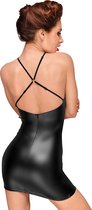 Wetlook keyhole mini dress with lace embroidery - Black - Maat L - Lingerie For Her