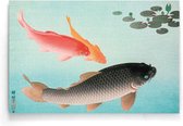 Walljar - Ohara Koson - Common And Golden Carp - Muurdecoratie - Poster