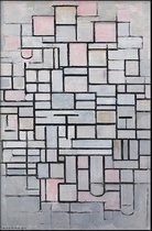 Walljar - Piet Mondriaan - Compositie No. IV - Muurdecoratie - Poster met lijst