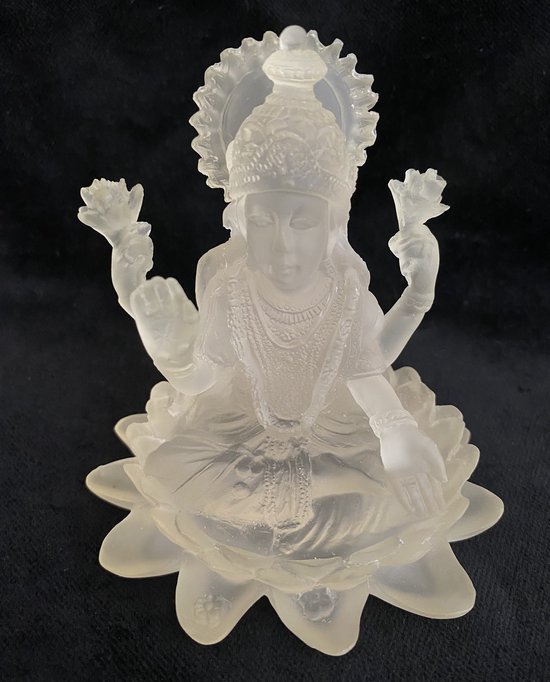 Licht doorlatende Lakshmi beeldje beige 9 cm  Laxmi Boeddha
