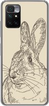Geschikt voor Xiaomi Redmi 10 hoesje - Vintage illustratie van een konijn - Siliconen Telefoonhoesje