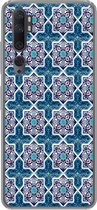 Geschikt voor Xiaomi Mi Note 10 Pro hoesje - Een Marokkaanse Mozaïek tegelpatroon waar de kleur blauw vooral is gebruikt - Siliconen Telefoonhoesje