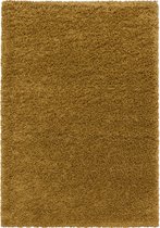 Tapis de salon Shaggy Design Poil Souple Monochrome Or