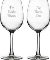 Gegraveerde witte wijnglas 36cl De Beste Broer- De Beste Zus