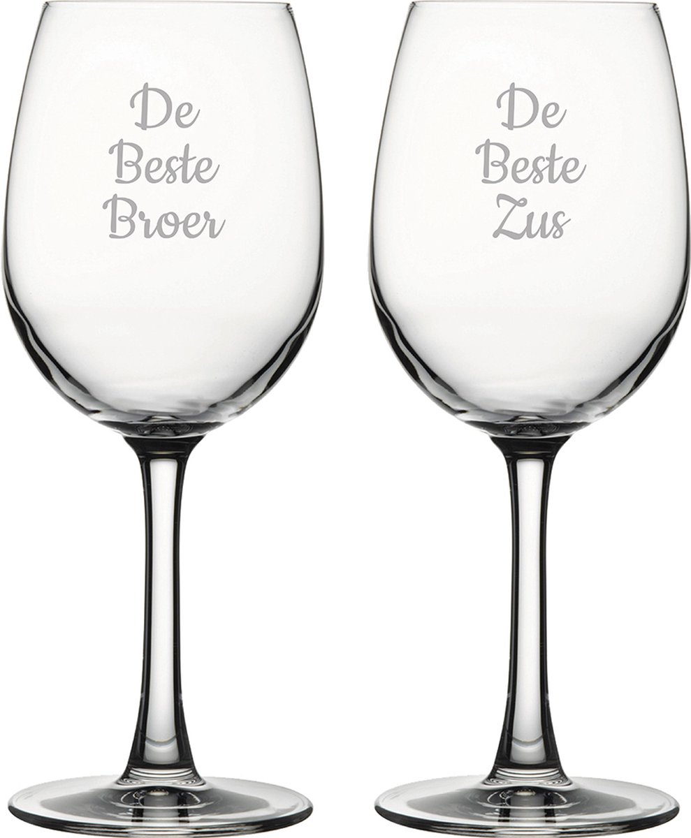 Gegraveerde witte wijnglas 36cl De Beste Broer- De Beste Zus